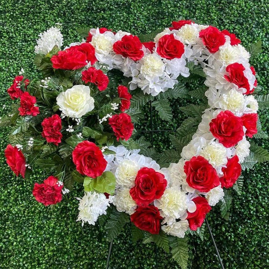Burial Service Bouquets in Red/White