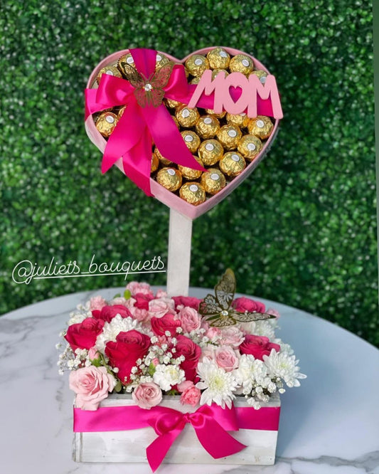Mother's Day Seasonal Flower Bouquet w/ Chocolate Gift